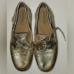 Women's 8.5 Metallic Gold Sperry TopSiders